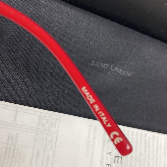 Saint Laurent Red Oversized Logo Frames High End Non Scratch Lenses Eyeglasses - Picture 3 of 14